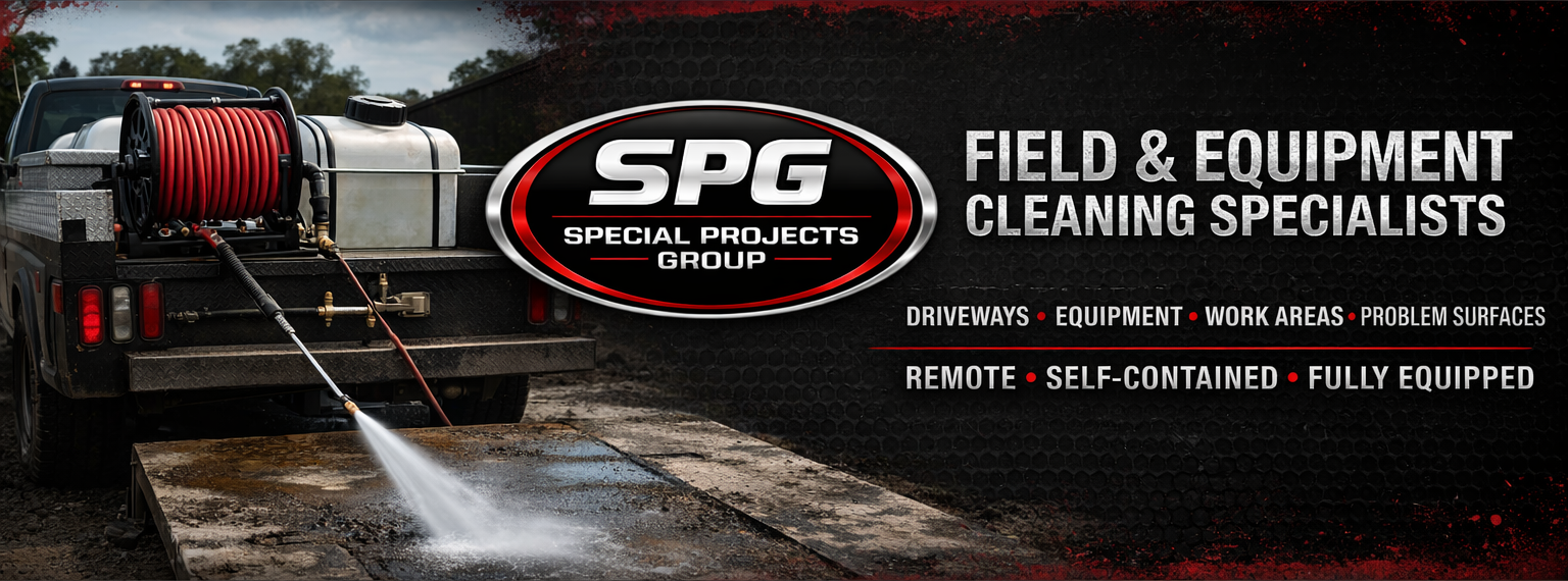 SPG field equipment — self-contained pressure washing rig deployed on site